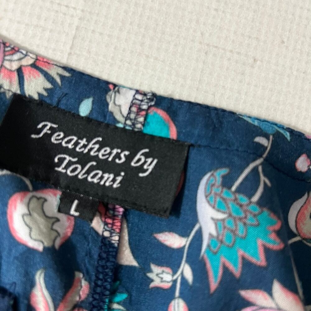 Feathers By Tolani Tunic Top Embroidered Floral Women Size Large - Picture 10 of 10